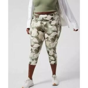 ATHLETA Ultimate Stash II Capri Leggings Green Brushed Medium M